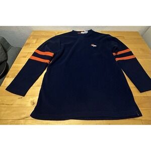 Knights Denver Broncos Fleece Pullover Mens Large Navy Blue Orange NFL V-Neck